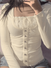 Fleece-Bluse mit gerippter Spitze und Schleife